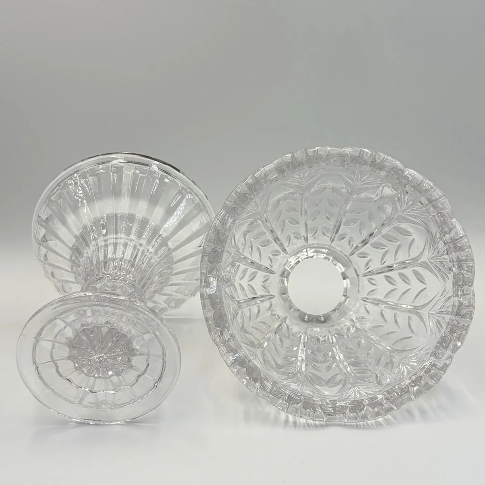 Fairy Lamp  Fifth‎ Avenue Portico Pattern Candle Holder Crystal Clear 9.25